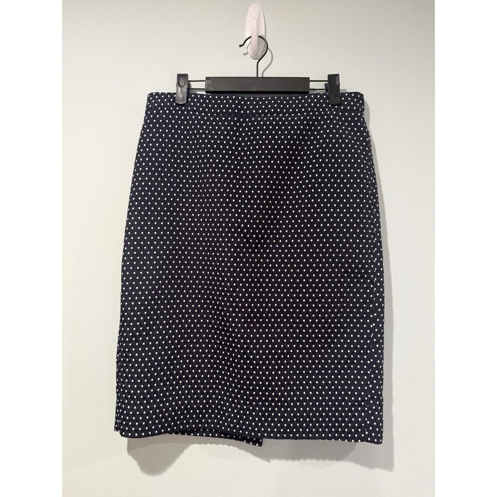 J Crew No. 2 Pencil Skirt 8* Navy Polka Dot Zip Lined Slit Work Career Travel
